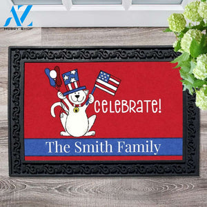 Personalized Celebrate! Patriotic Cat Doormat - 18" x 30"