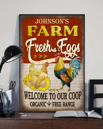 Personalized Chicken Farm Custom Name Vertical Poster/ Matte Canvas No Frame