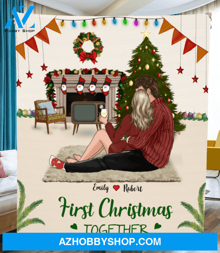 Personalized Christmas Gifts For Couple, Husband and wife - Couple Personalized Fleece Blanket - First Christmas together