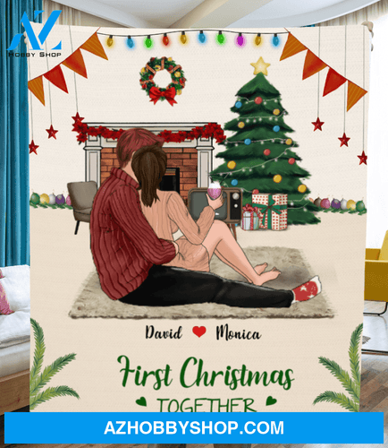 Personalized Christmas Gifts For Couple, Husband And Wife - Couple Personalized Fleece Blanket - First Christmas Together