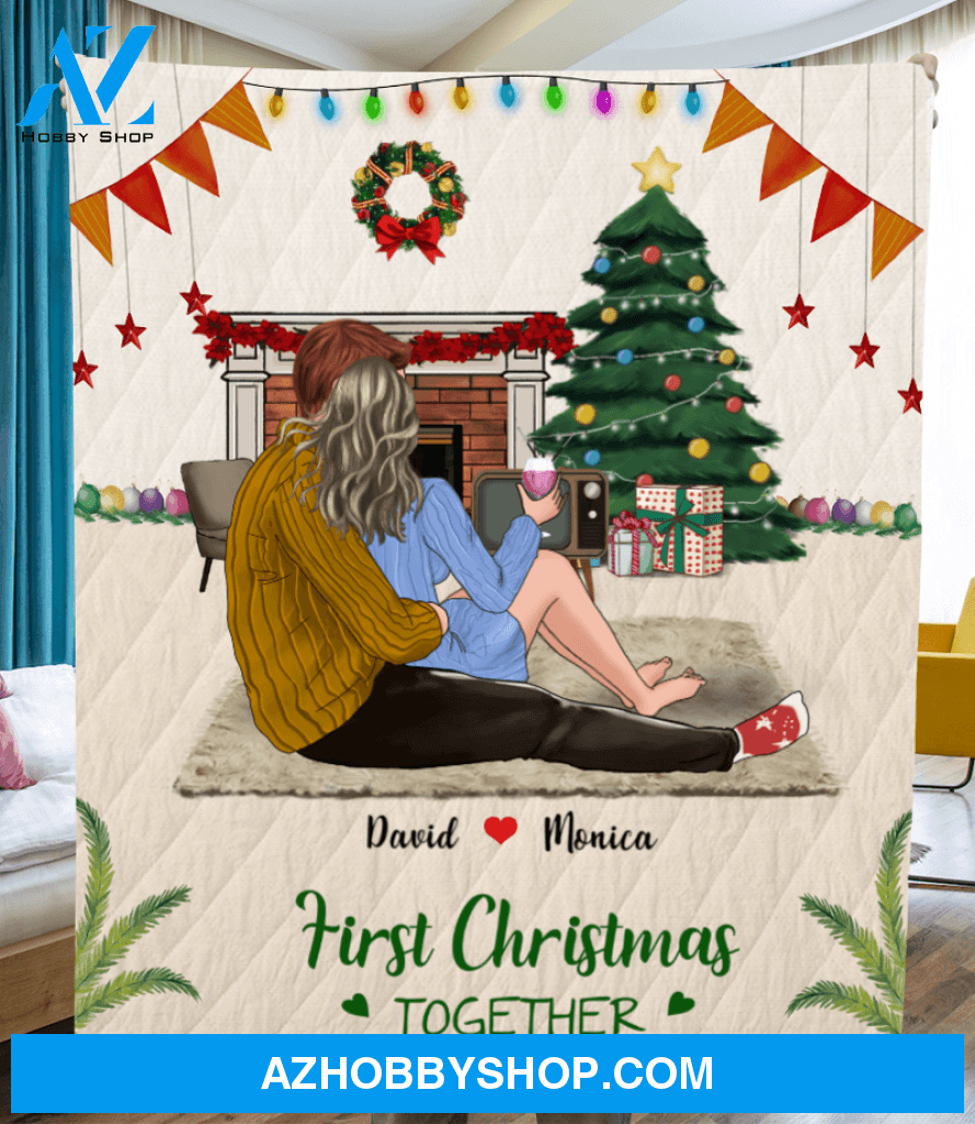 Personalized Christmas Gifts For Couple, Husband And Wife - Couple Personalized Quilt Blanket - First Christmas Together