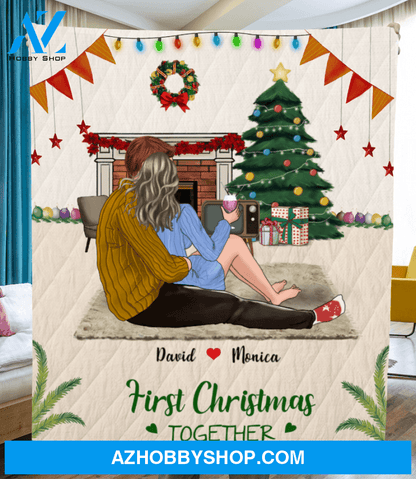 Personalized Christmas Gifts For Couple, Husband And Wife - Couple Personalized Quilt Blanket - First Christmas Together