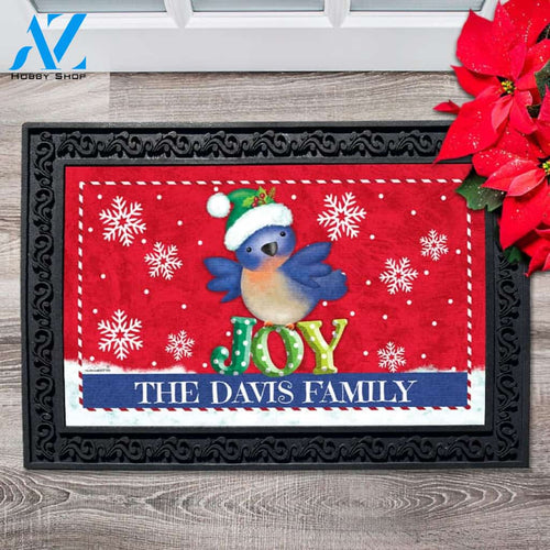 Personalized Christmas Joy Bluebird Doormat - 18