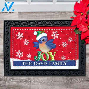 Personalized Christmas Joy Bluebird Doormat - 18" x 30"