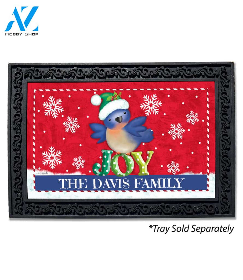 Personalized Christmas Joy Bluebird Doormat - 18" x 30"