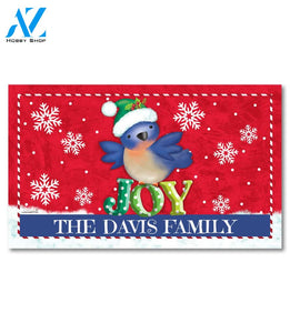 Personalized Christmas Joy Bluebird Doormat - 18" x 30"