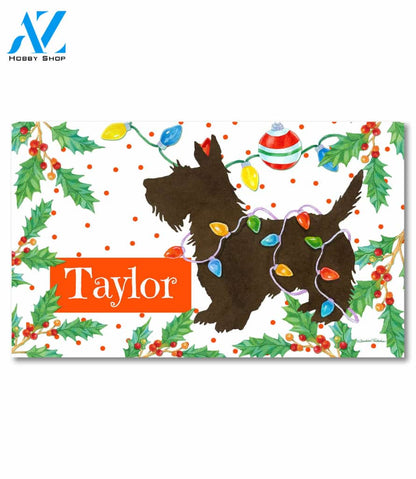 Personalized Christmas Lights Scottie Doormat - 18" x 30"