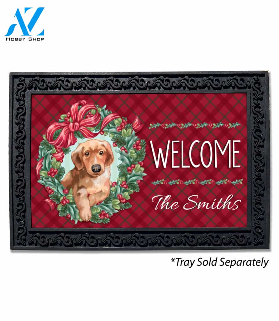 Personalized Christmas Puppy Doormat - 18" x 30"