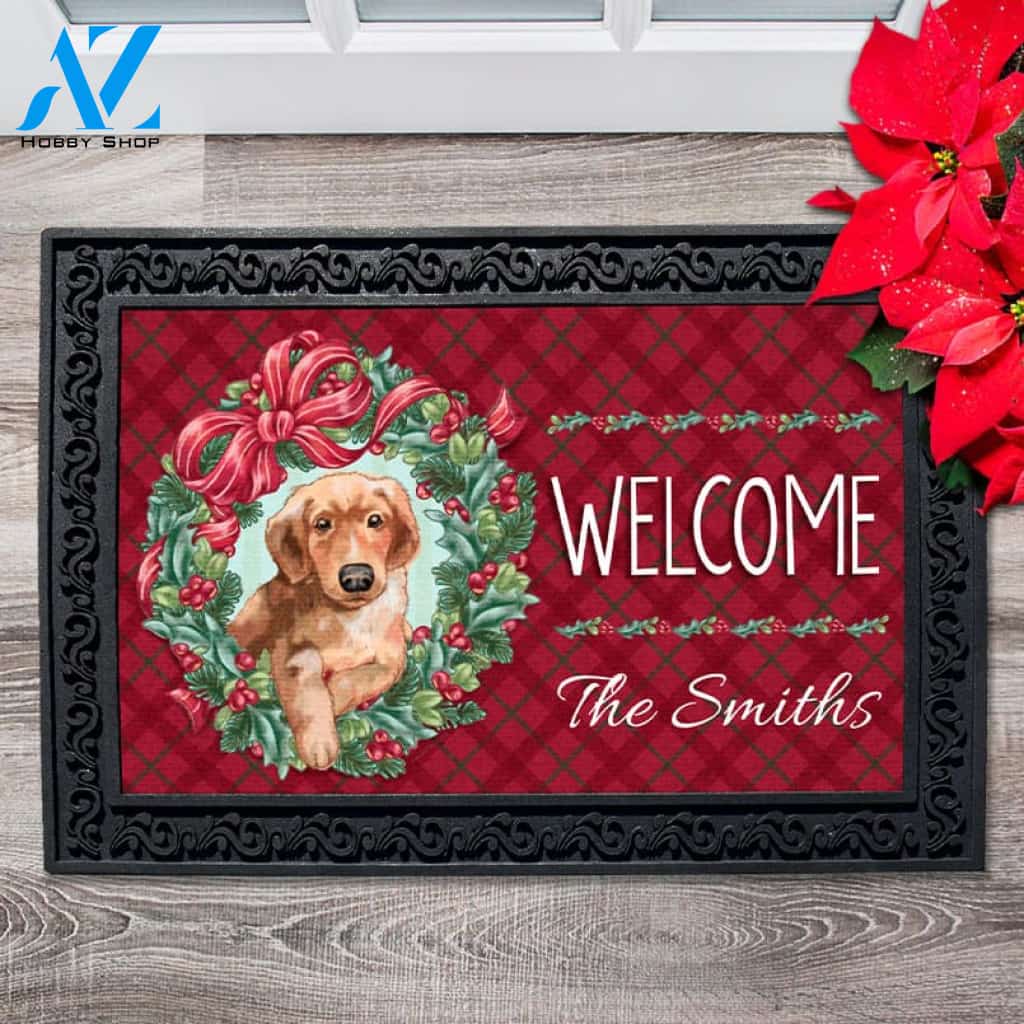 Personalized Christmas Puppy Doormat - 18" x 30"