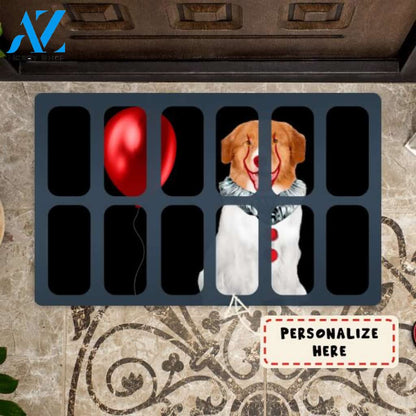 Personalized Clown Dog Halloween Doormat, Custom Dog Breed Home Decor
