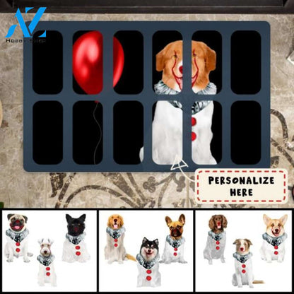 Personalized Clown Dog Halloween Doormat, Custom Dog Breed Home Decor