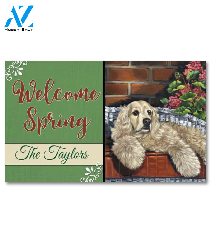 Personalized Cocker Spaniel Life is Good Doormat - 18" x 30"