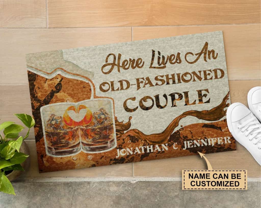 Personalized Cocktail Old-fashioned Couple Customized Doormat