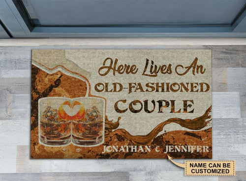 Personalized Cocktail Old-fashioned Couple Customized Doormat