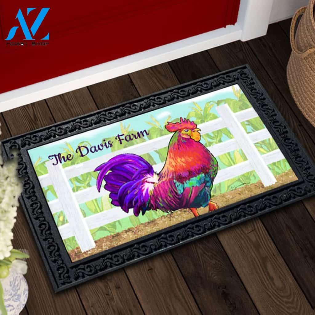 Personalized Colorful Rooster Doormat - 18