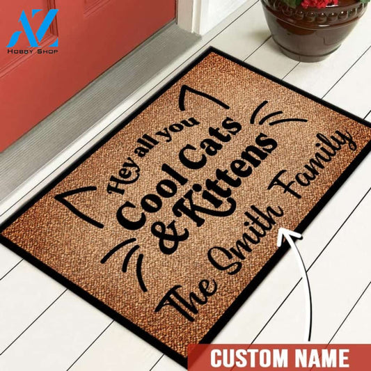 Wozoro Personalized Cool Cats Kittens Doormat