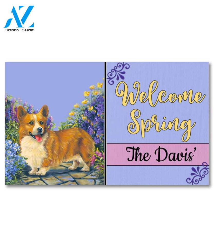 Personalized Corgi  Garden Doormat - 18" x 30"