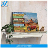 Ohcanvas Personalized Country Farm and Farmall Tractor Happy moment Thank God Custom Name and Date Farmhouse Wall Art Decor