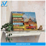 Ohcanvas Personalized Country Farm and Red Rustic Truck Happy moment Thank God Custom Name and Date Farmhouse Wall Art Decor