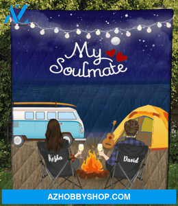 Personalized Couple Blanket, Gift for couples, Camping lovers - Best Camping Quilt - Couple Night Beach Camping Quilt