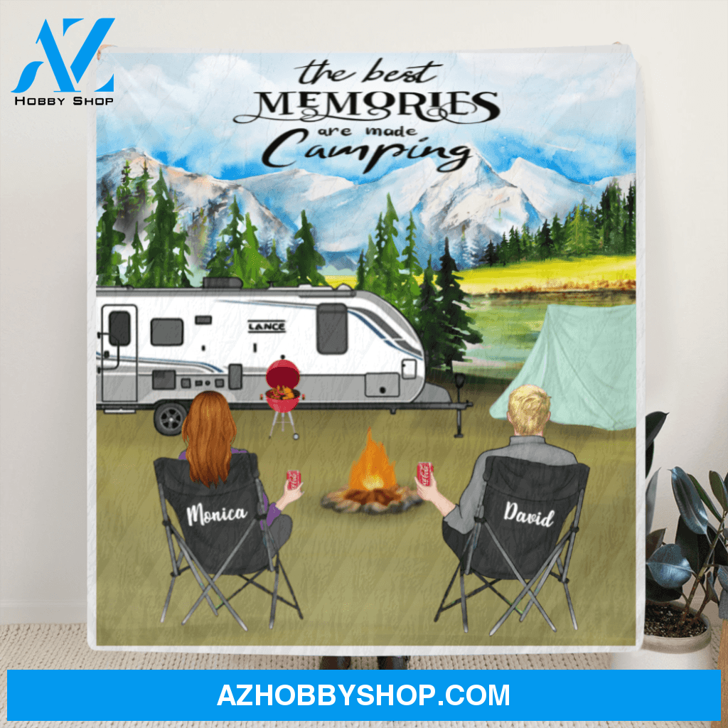 Personalized Couple Blanket , Gift for Couple, Same Sex Couple - Couple Quilt Blanket, Full Option - The Best Memories Are Made Camping