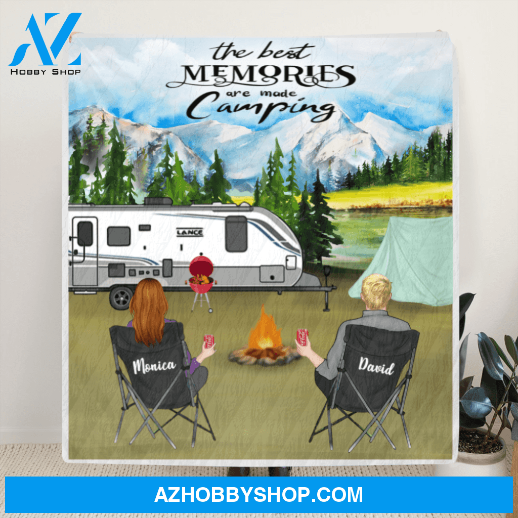 Personalized Couple Blanket , Gift for Couple, Same Sex Couple - Couple Quilt Blanket, Full Option - The Best Memories Are Made Camping