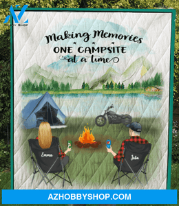 Personalized couple blanket gift idea for couples, camping lovers - Couple Camping Quilt V5.5 - No Camper - tent only version