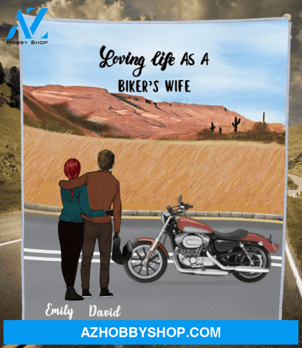 Personalized Couple Blanket - Personalized Biker Fleece Blanket Gift idea for Bikers, Biker Couples - Loving Life As A Biker's Wife