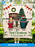 Personalized Couple Christmas Gifts For The Whole Family Quilt Blanket - Personalized Christmas Blanket - Husband And Wife With Dogs Or Cats, First Christmas Together