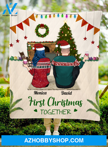 Personalized Couple Christmas Gifts For The Whole Family Quilt Blanket - Personalized Christmas Blanket - Husband And Wife, First Christmas Together