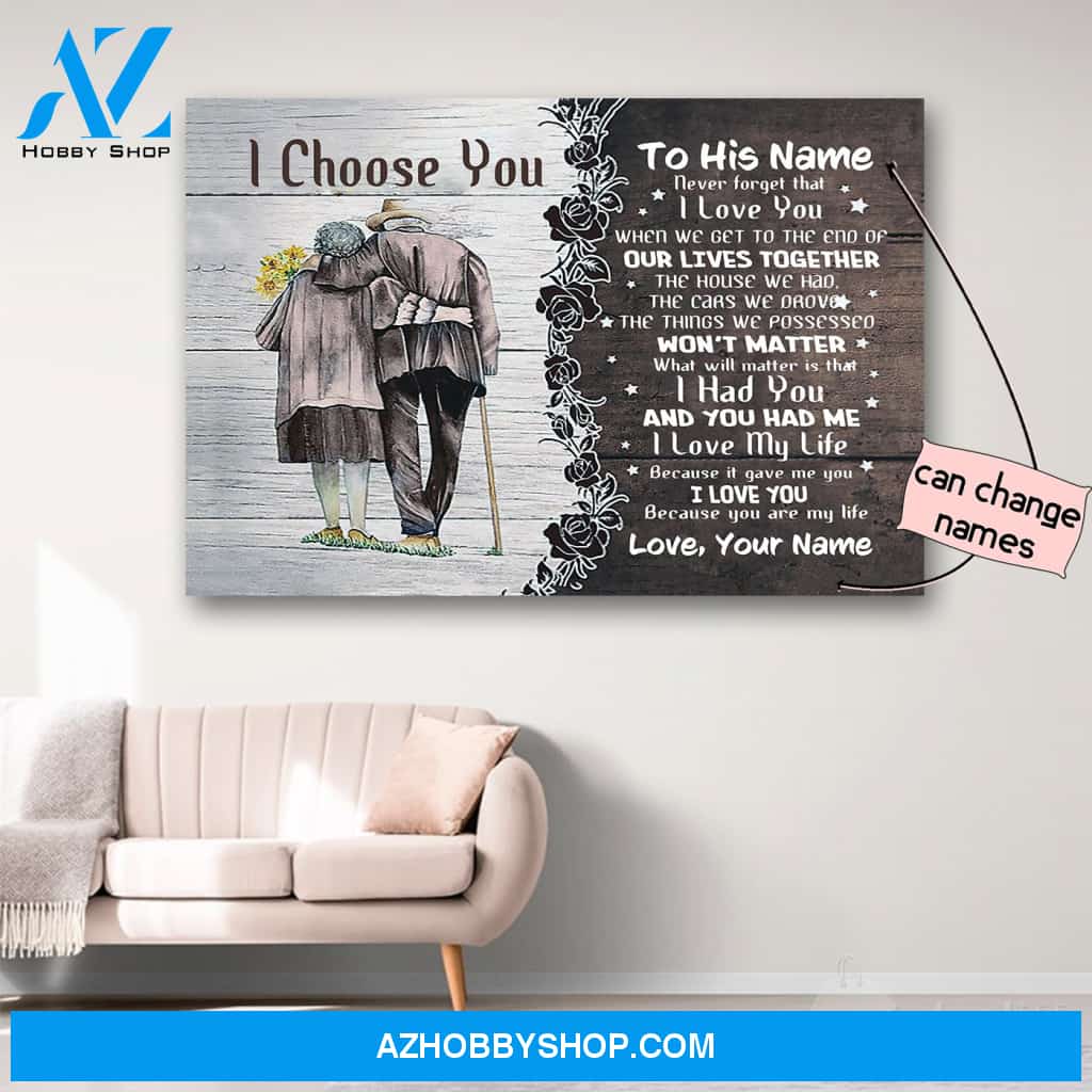 Personalized Couple I Choose You Family Love Canvas Print Wall Art - Matte Canvas