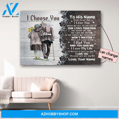 Personalized Couple I Choose You Family Love Canvas Print Wall Art - Matte Canvas
