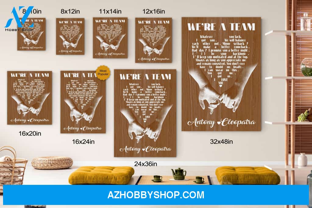 Personalized Couple Name We're A Team Canvas Print Wall Art - Matte Canvas