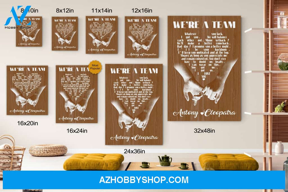 Personalized Couple Name We're A Team Canvas Print Wall Art - Matte Canvas