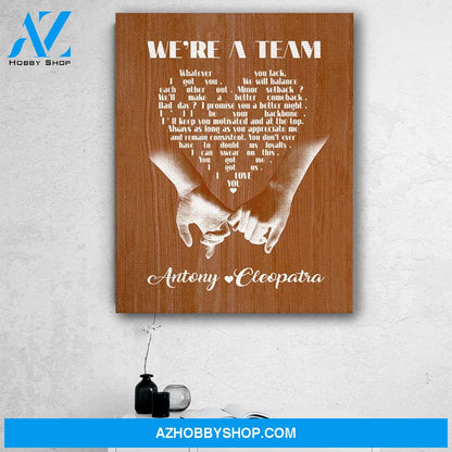 Personalized Couple Name We're A Team Canvas Print Wall Art - Matte Canvas
