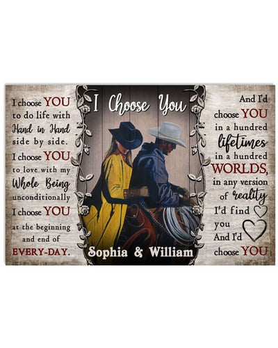 Personalized Cowboy I Choose You Pallet Custom Name Horizontal Poster/ Matte Canvas No Frame