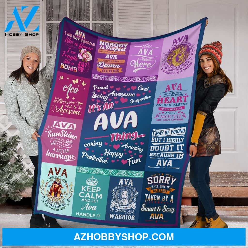Personalized Custom Name Ava Fleece Blanket