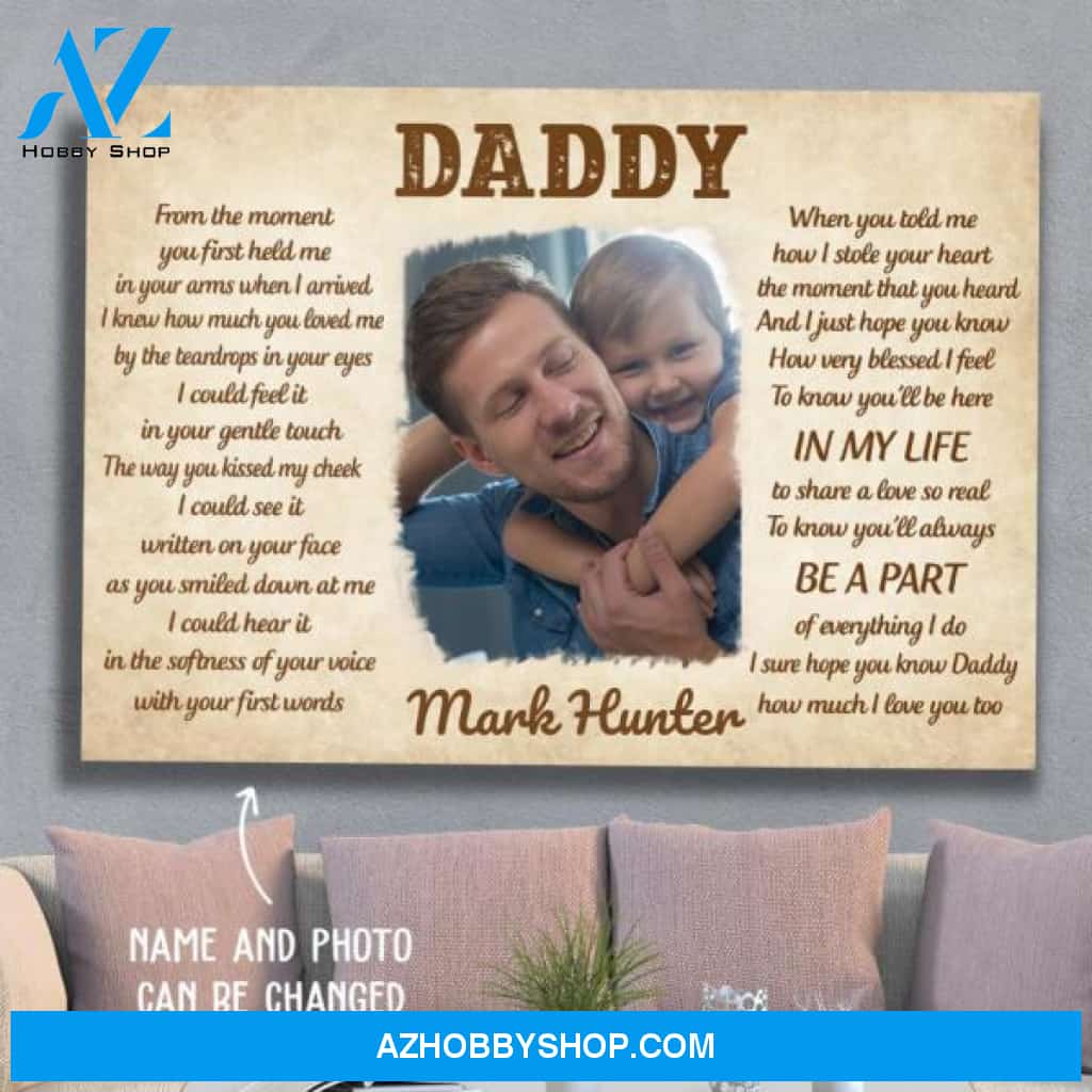 Personalized Custom Photo Canvas, Daddy In My Life Canvas Wall Art, Wall Decor Visual Art Fathers Day Gifts, Gift Dad