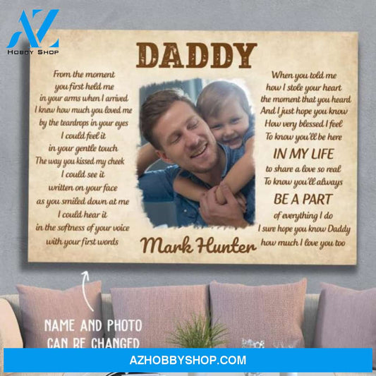 Personalized Custom Photo Canvas, Daddy In My Life Canvas Wall Art, Wall Decor Visual Art Fathers Day Gifts, Gift Dad