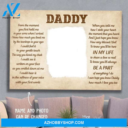 Personalized Custom Photo Canvas, Daddy In My Life Canvas Wall Art, Wall Decor Visual Art Fathers Day Gifts, Gift Dad