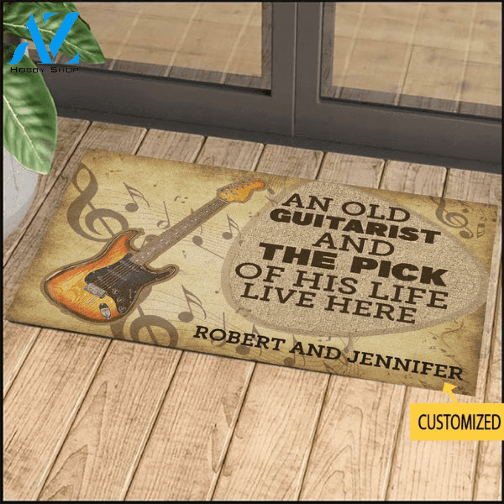 Personalized Customized An Old Guitarist & The Pick Of His Life Live Here Doormat