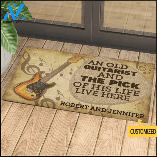 Personalized Customized An Old Guitarist & The Pick Of His Life Live Here Doormat