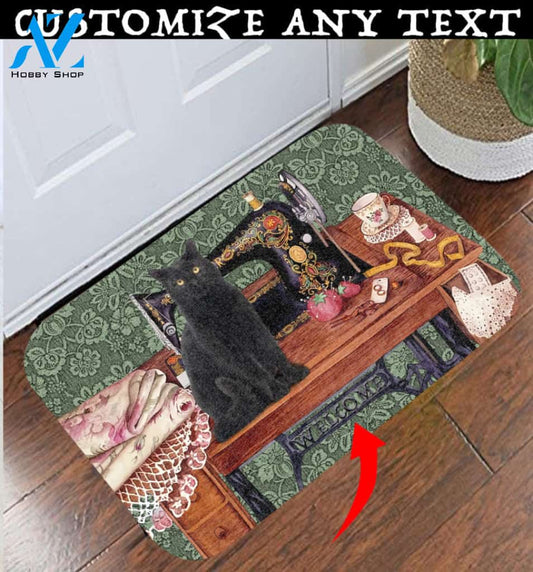 Personalized Customized Cat Sewing Machine Doormat