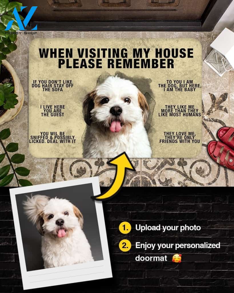 Personalized Customized Dog Image Love Dog Funny Quote Welcome Doormat
