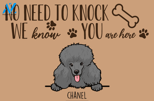 Personalized Cute dog No need to knock Doormat for Mr/Mrs Rhonda McBride Darlington HQ