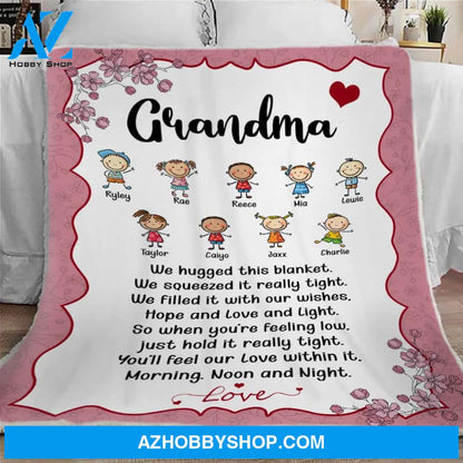 Personalized Cute Nana Blanket, Grandma Blanket, Letter From Grandkids For Grandma, Fleece Sherpa Blanket