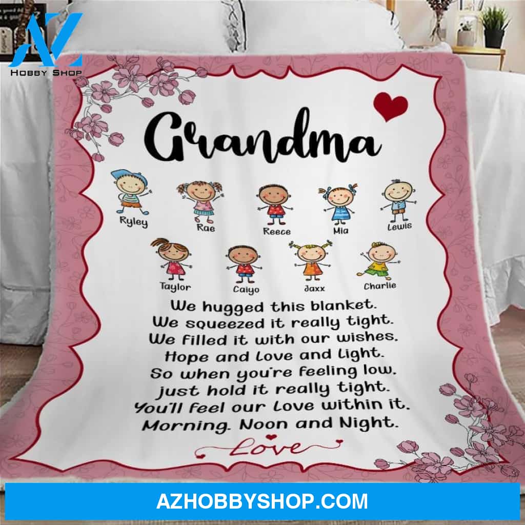 Personalized Cute Nana Blanket, Grandma Blanket, Letter From Grandkids For Grandma, Fleece Sherpa Blanket