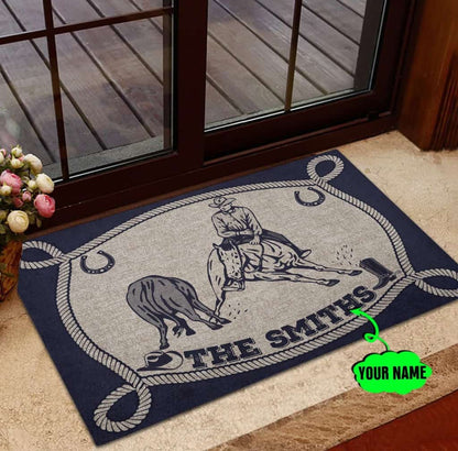 Personalized Cutting Horse Custom Name Doormat Welcome Mat