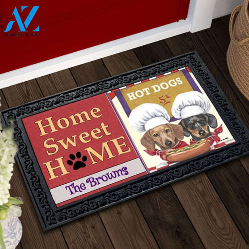 Personalized Dachshund Hot Dog Stand Doormat - 18