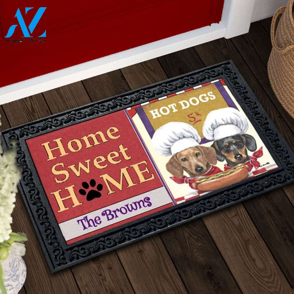 Personalized Dachshund Hot Dog Stand Doormat - 18" x 30"